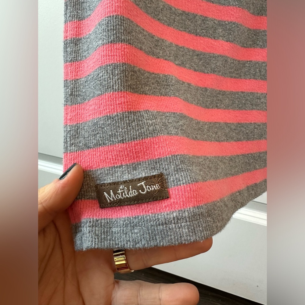 Matilda Jane Travel Log Striped Ruffle Ribbed Tank (Size 8) - Picture 3 of 4
